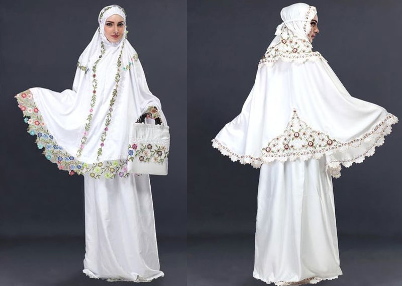 چادرنماز عروس | نیم چادر و دامن با دانتل و مروارید دوزی